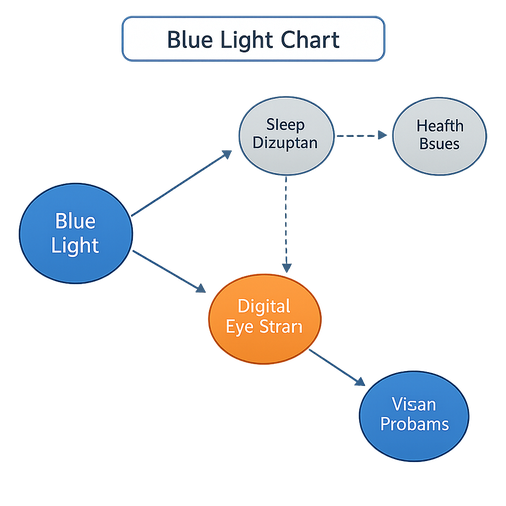 Blue Light Chart , , , (blue, gray, orange) Lines: thin uniform stroke width,